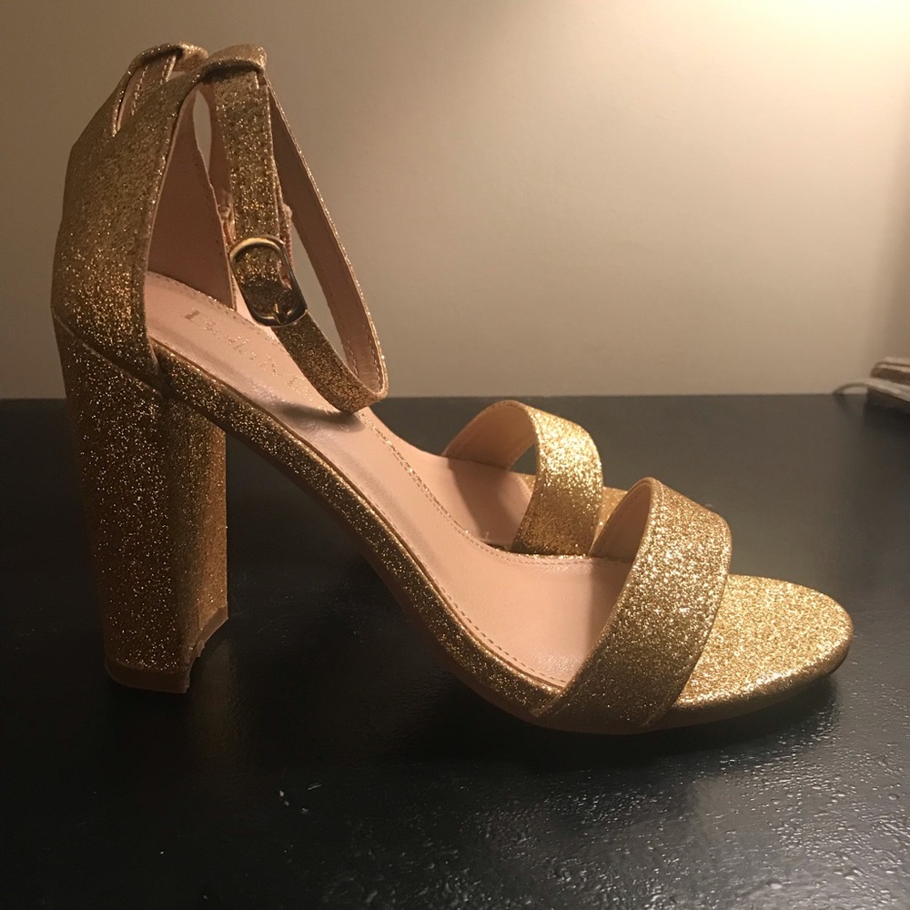 Gold chunky heels size 8